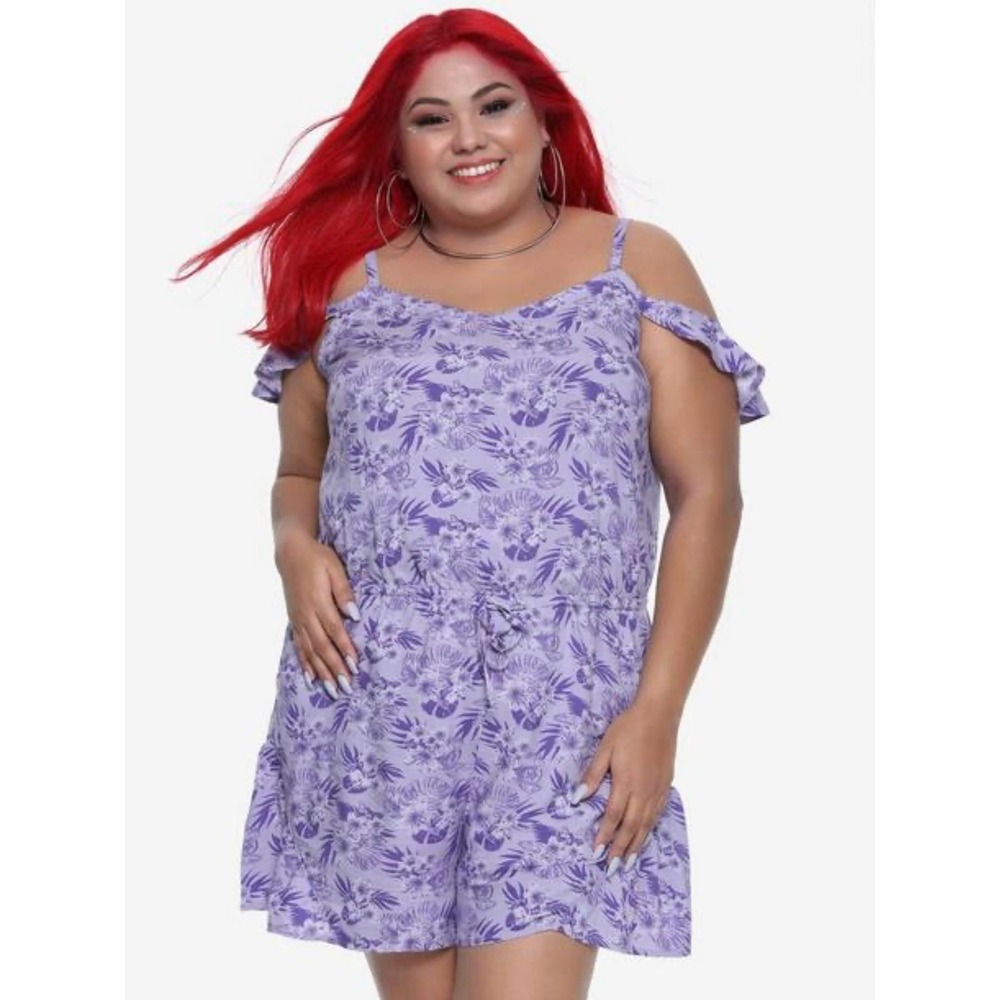 Hot Topic Disney Little Mermaid Flounder Sebastian Romper Purple Sz 1X